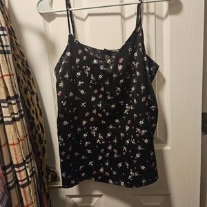 Floral Black Satin Women's Top